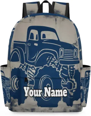 Personalized Monster Truck Preschool Toddler Backpack for Boys Girls Custom Kids Name Small Bookbags Kindergarten Elementary Backpack, Truck Car