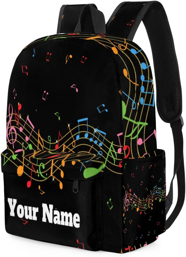 Personalized Music Note Preschool Toddler Backpack for Boys Girls Custom Kids Name Small Bookbags Kindergarten Elementary Backpack, Colorful Music