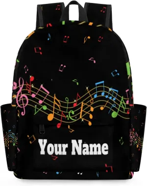 Personalized Music Note Preschool Toddler Backpack for Boys Girls Custom Kids Name Small Bookbags Kindergarten Elementary Backpack, Colorful Music