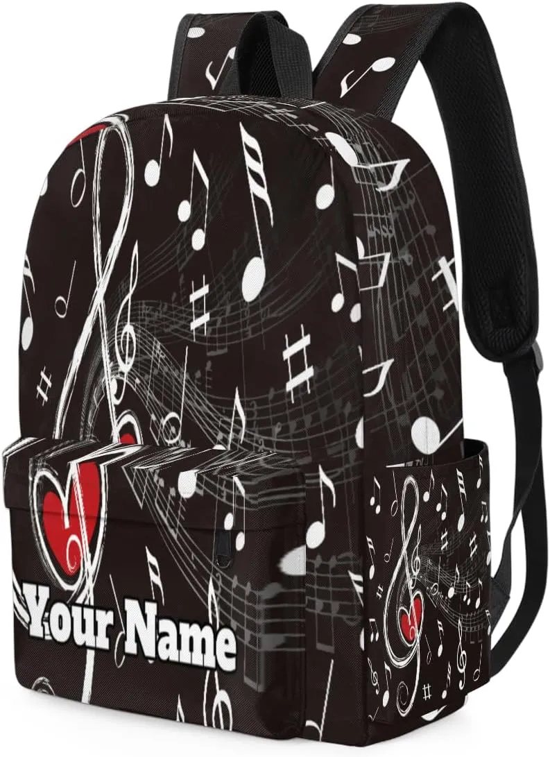 Personalized Music Themed Heart Preschool Toddler Backpack for Boys Girls Custom Kids Name Small Bookbags Kindergarten Elementary Backpack, Musical Note