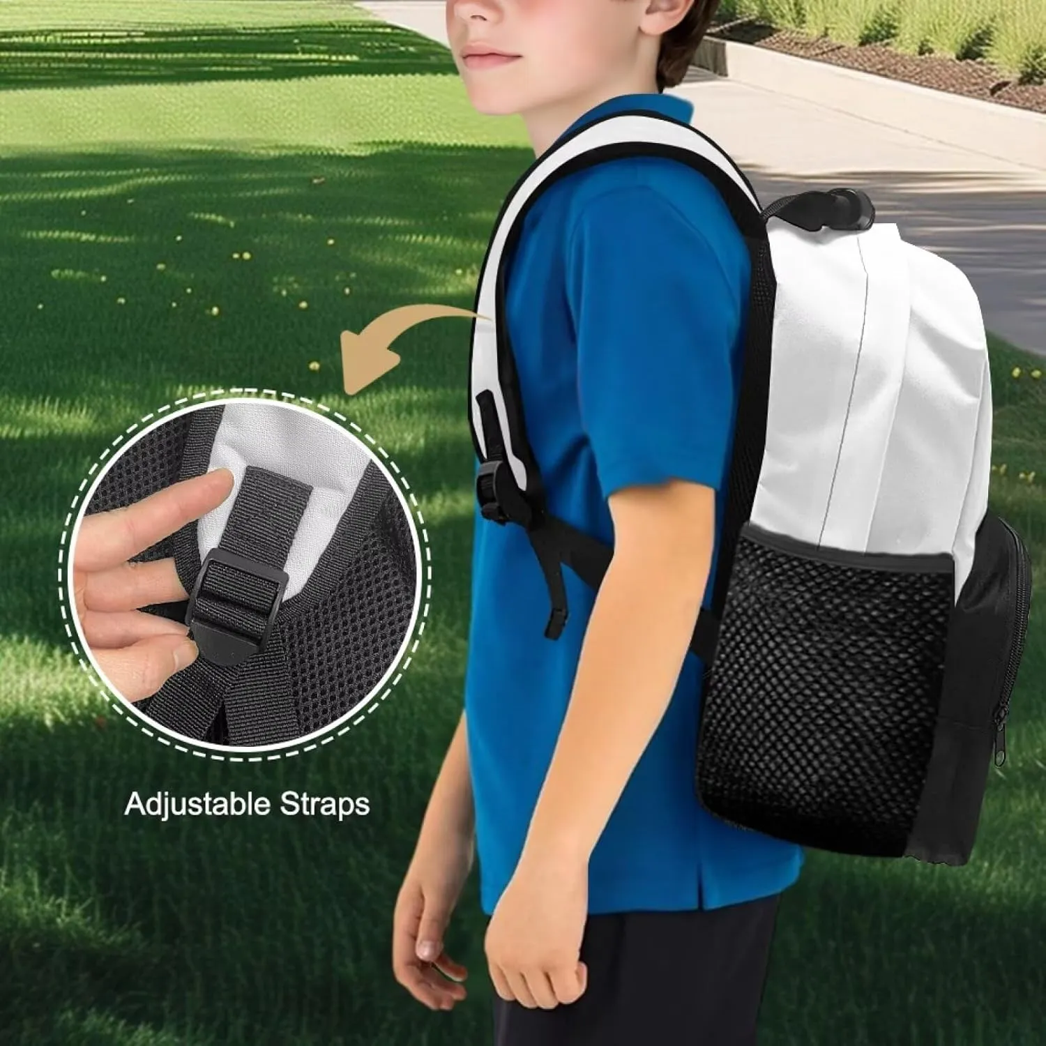 Personalized School Backpack for Little Boys Custom Bookbag with Name Picture for Kids Large Capacity Bookbag with Water Bottle Pockets for Students