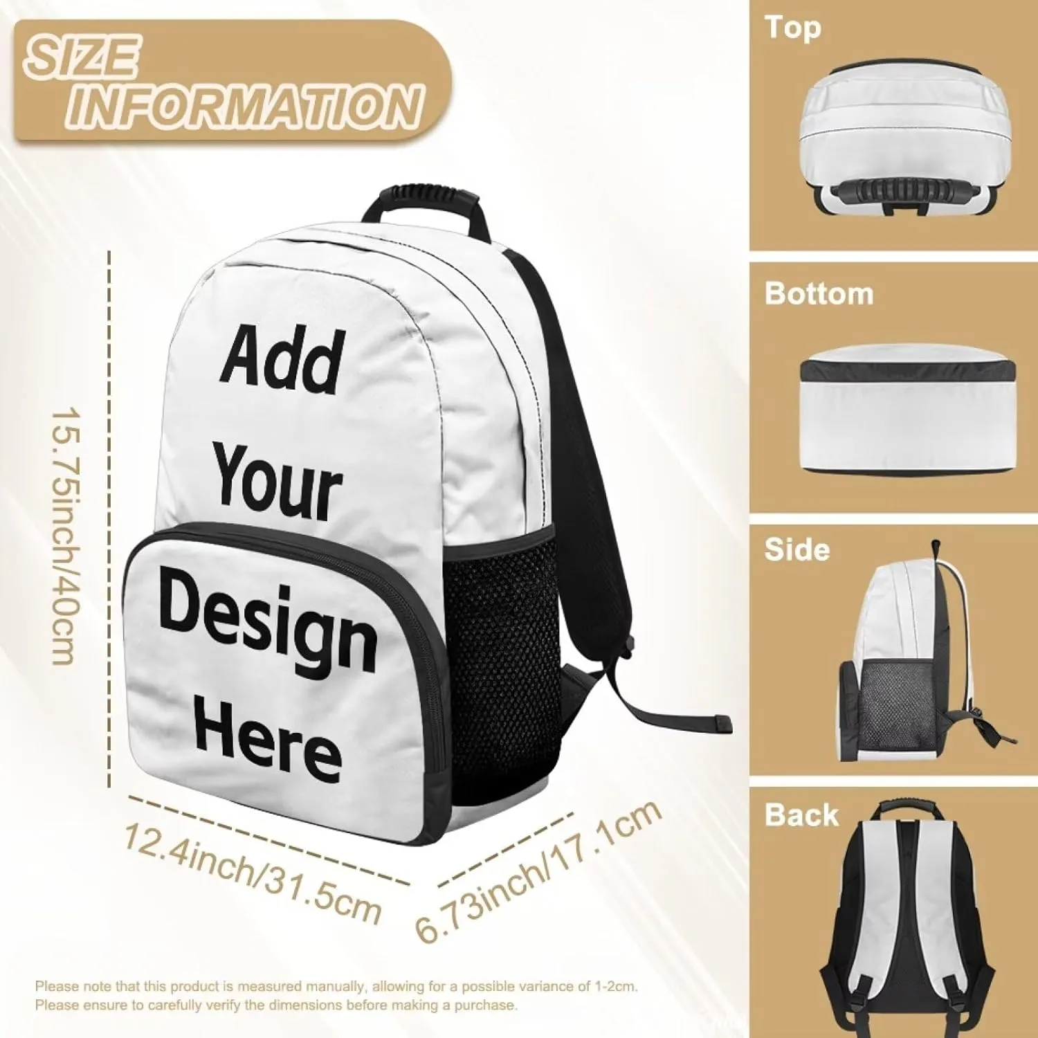 Personalized School Backpack for Little Boys Custom Bookbag with Name Picture for Kids Large Capacity Bookbag with Water Bottle Pockets for Students