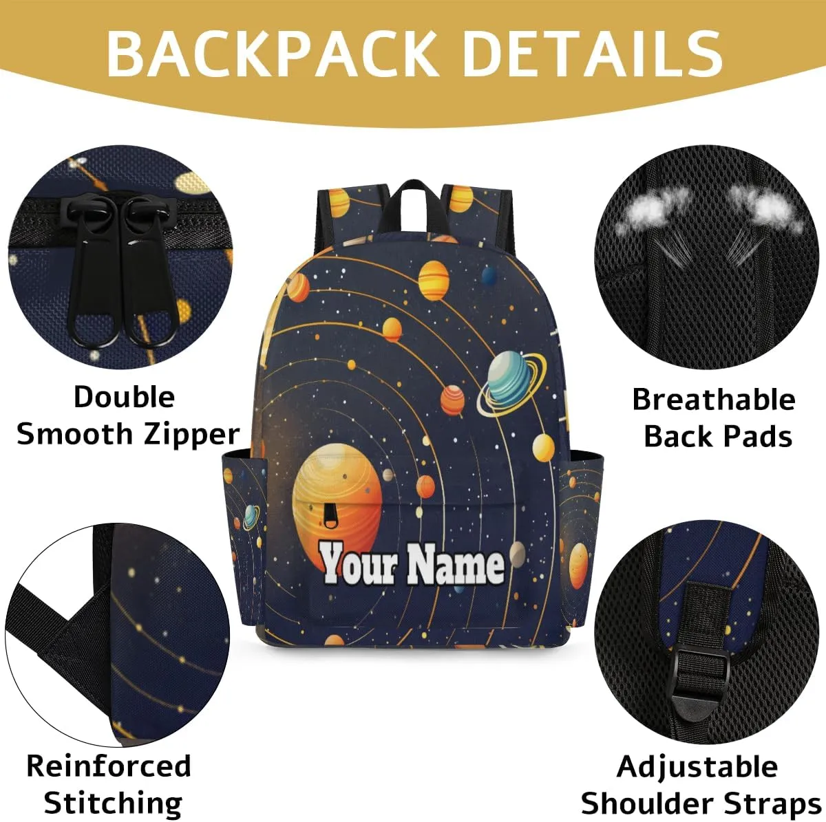 Personalized Solar System Preschool Toddler Backpack for Boys Girls Custom Kids Name Small Bookbags Kindergarten Elementary Backpack, Planet Space