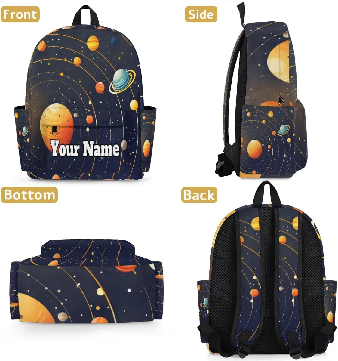 Personalized Solar System Preschool Toddler Backpack for Boys Girls Custom Kids Name Small Bookbags Kindergarten Elementary Backpack, Planet Space