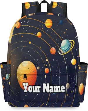 Personalized Solar System Preschool Toddler Backpack for Boys Girls Custom Kids Name Small Bookbags Kindergarten Elementary Backpack, Planet Space