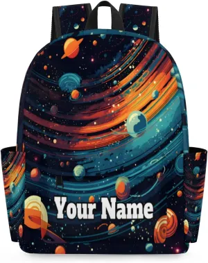 Personalized Space Preschool Toddler Backpack for Boys Girls Custom Kids Name Small Bookbags Kindergarten Elementary Backpack, Galaxy Stars