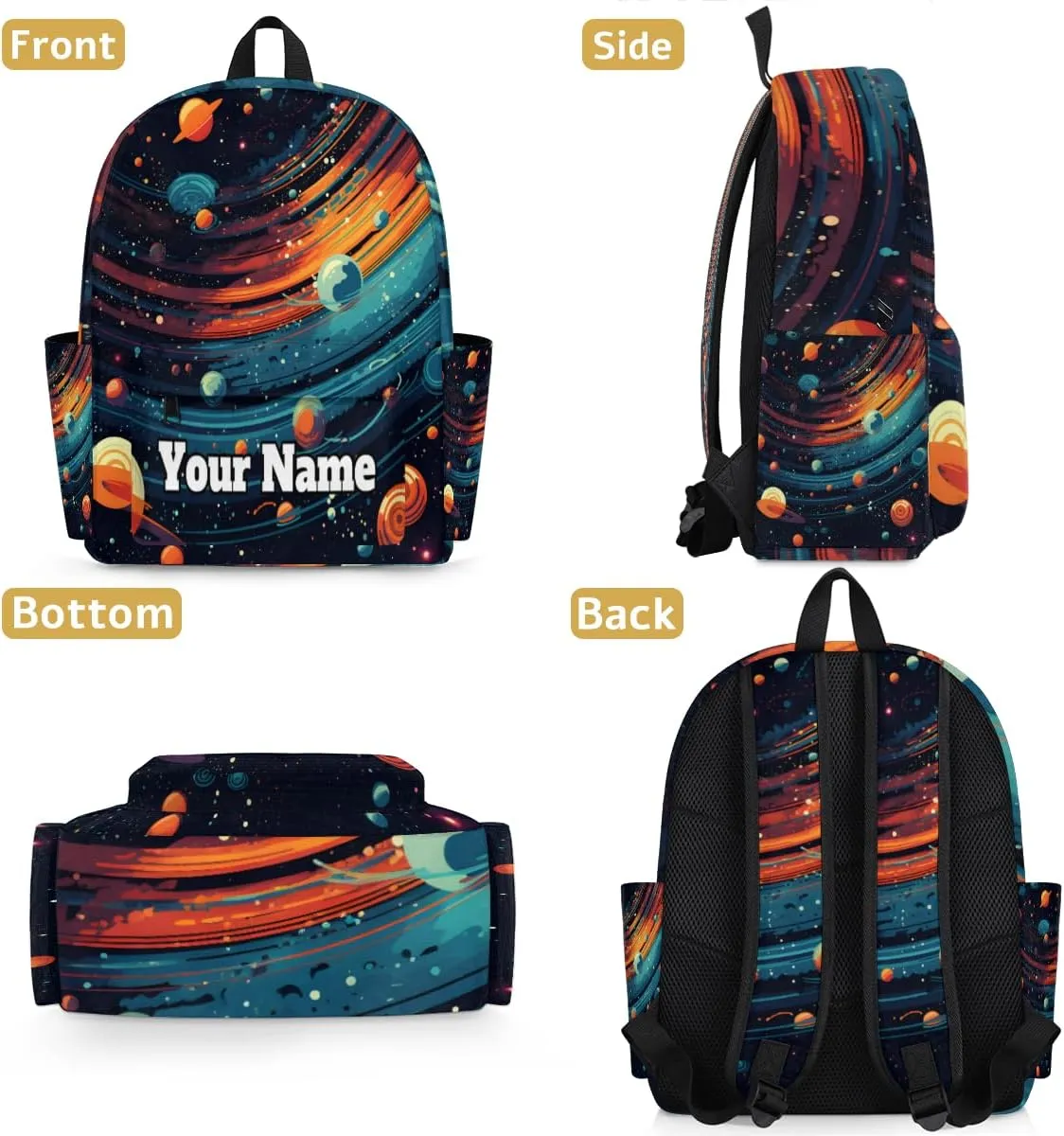 Personalized Space Preschool Toddler Backpack for Boys Girls Custom Kids Name Small Bookbags Kindergarten Elementary Backpack, Galaxy Stars