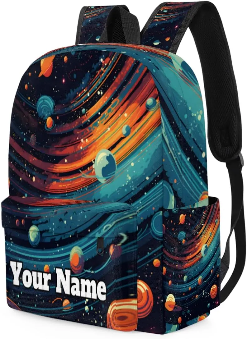 Personalized Space Preschool Toddler Backpack for Boys Girls Custom Kids Name Small Bookbags Kindergarten Elementary Backpack, Galaxy Stars
