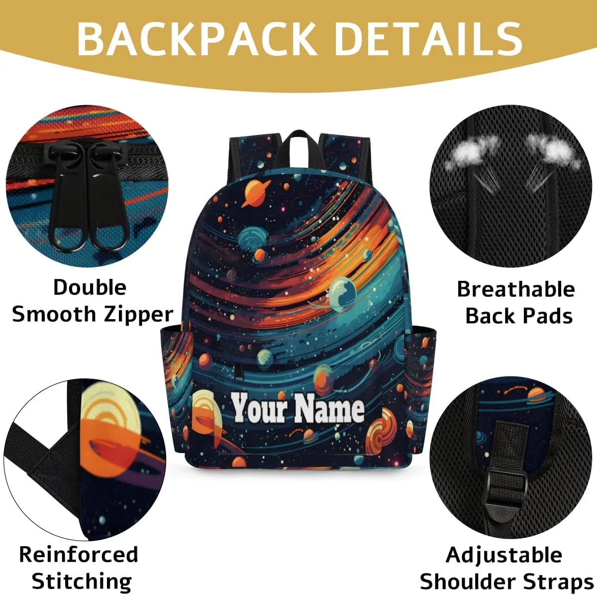 Personalized Space Preschool Toddler Backpack for Boys Girls Custom Kids Name Small Bookbags Kindergarten Elementary Backpack, Galaxy Stars