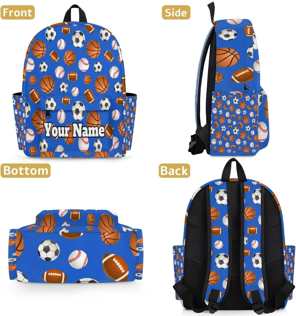 Personalized Sports Ball Preschool Toddler Backpack for Boys Girls Custom Kids Name Small Bookbags Kindergarten Elementary Backpack, Basketball