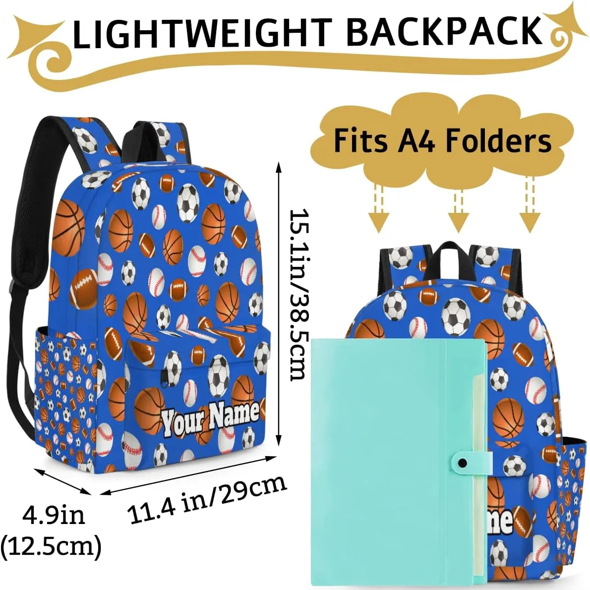 Personalized Sports Ball Preschool Toddler Backpack for Boys Girls Custom Kids Name Small Bookbags Kindergarten Elementary Backpack, Basketball