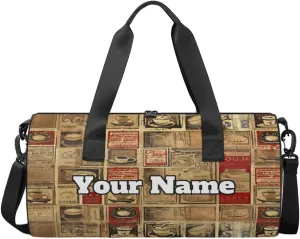 Personalized Vintage Coffee Sport Gym Bag, Custom Name Duffel Bags for Men, Waterproof Custom Sport Duffel Bag, Gymnastics Dance, Vintage Drinks