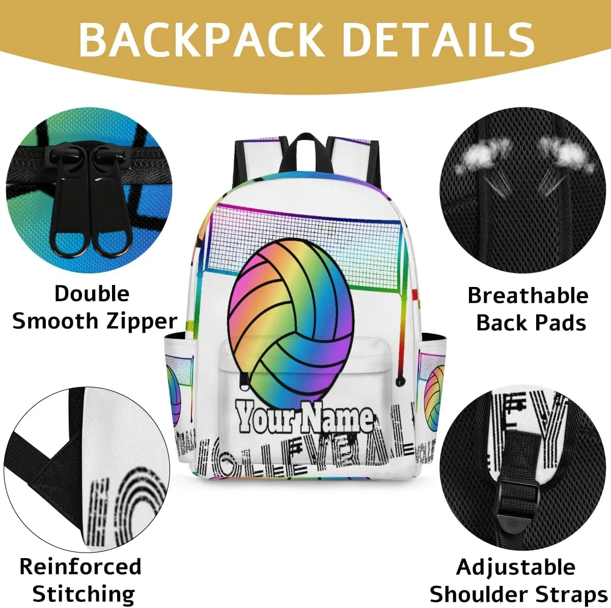 Personalized Volleyball Preschool Toddler Backpack for Boys Girls Custom Kids Name Small Bookbags Kindergarten Elementary Backpack, Colorful Volleyball