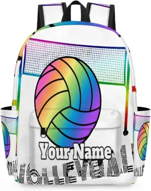 Personalized Volleyball Preschool Toddler Backpack for Boys Girls Custom Kids Name Small Bookbags Kindergarten Elementary Backpack, Colorful Volleyball
