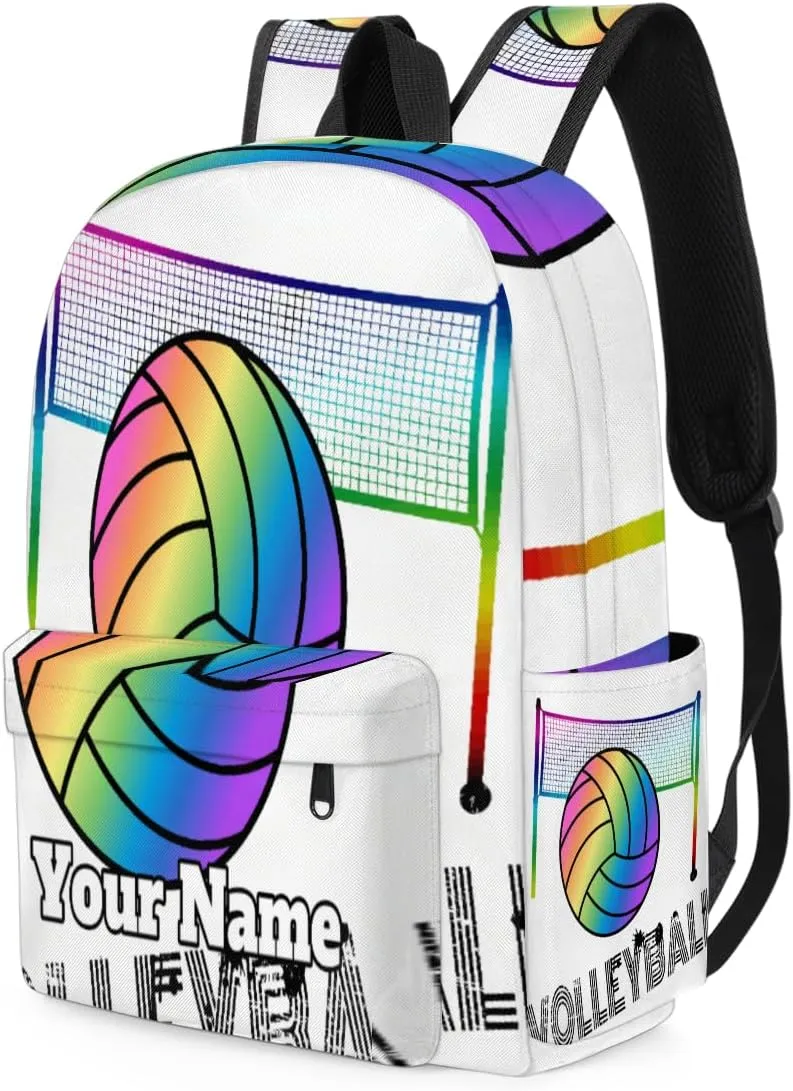 Personalized Volleyball Preschool Toddler Backpack for Boys Girls Custom Kids Name Small Bookbags Kindergarten Elementary Backpack, Colorful Volleyball