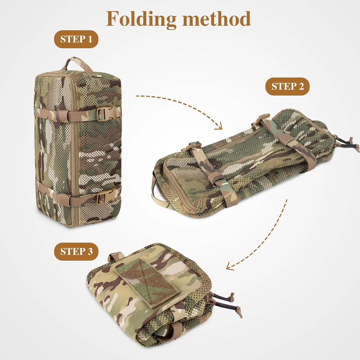 PETAC GEAR 3 PCS Tactical Modular Packing Cubes, Large Capacity Mesh Storage Bag,Outdoor Travel Organize Storage Pouches Bags.
