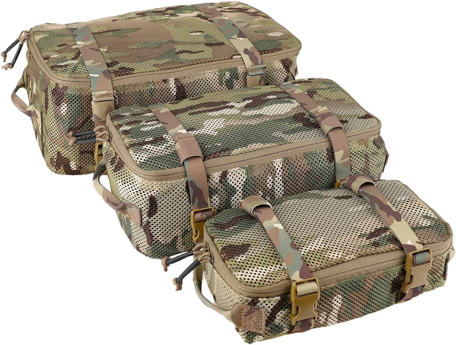 PETAC GEAR 3 PCS Tactical Modular Packing Cubes, Large Capacity Mesh Storage Bag,Outdoor Travel Organize Storage Pouches Bags.