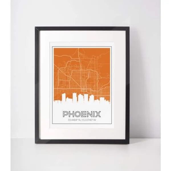 Phoenix, Arizona road map and skyline | Handshake