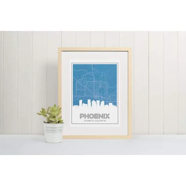 Phoenix, Arizona road map and skyline | Handshake