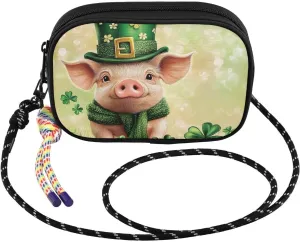 Pig Cute St Patricks Small Crossbody Bags for Women Cell Phone Purses Women's Shoulder Handbag Wallet Purse