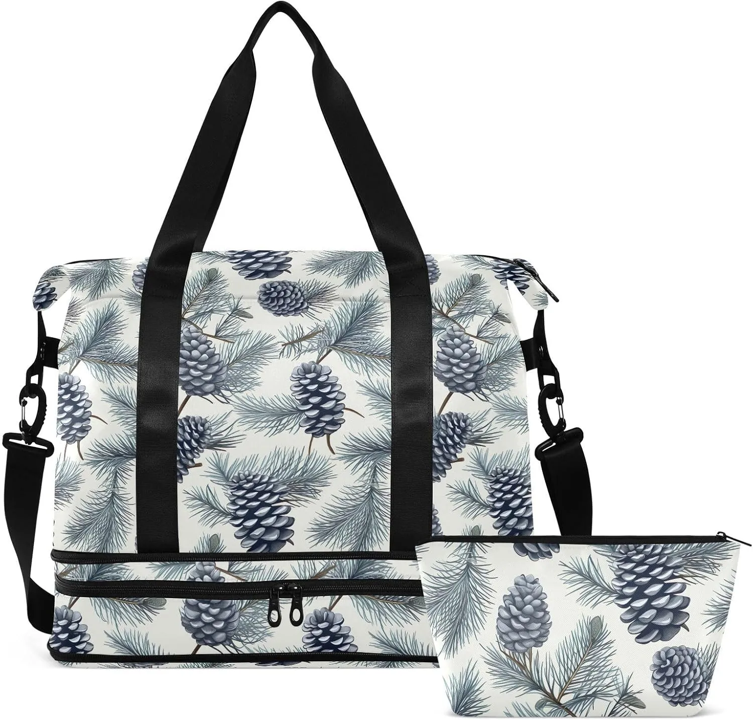 Pine Cones Gym Bag for Women & Men,Duffel Bag with Shoe Pocket,Weekender Overnight Bag with Trolley Sleeve for Travel 21214957