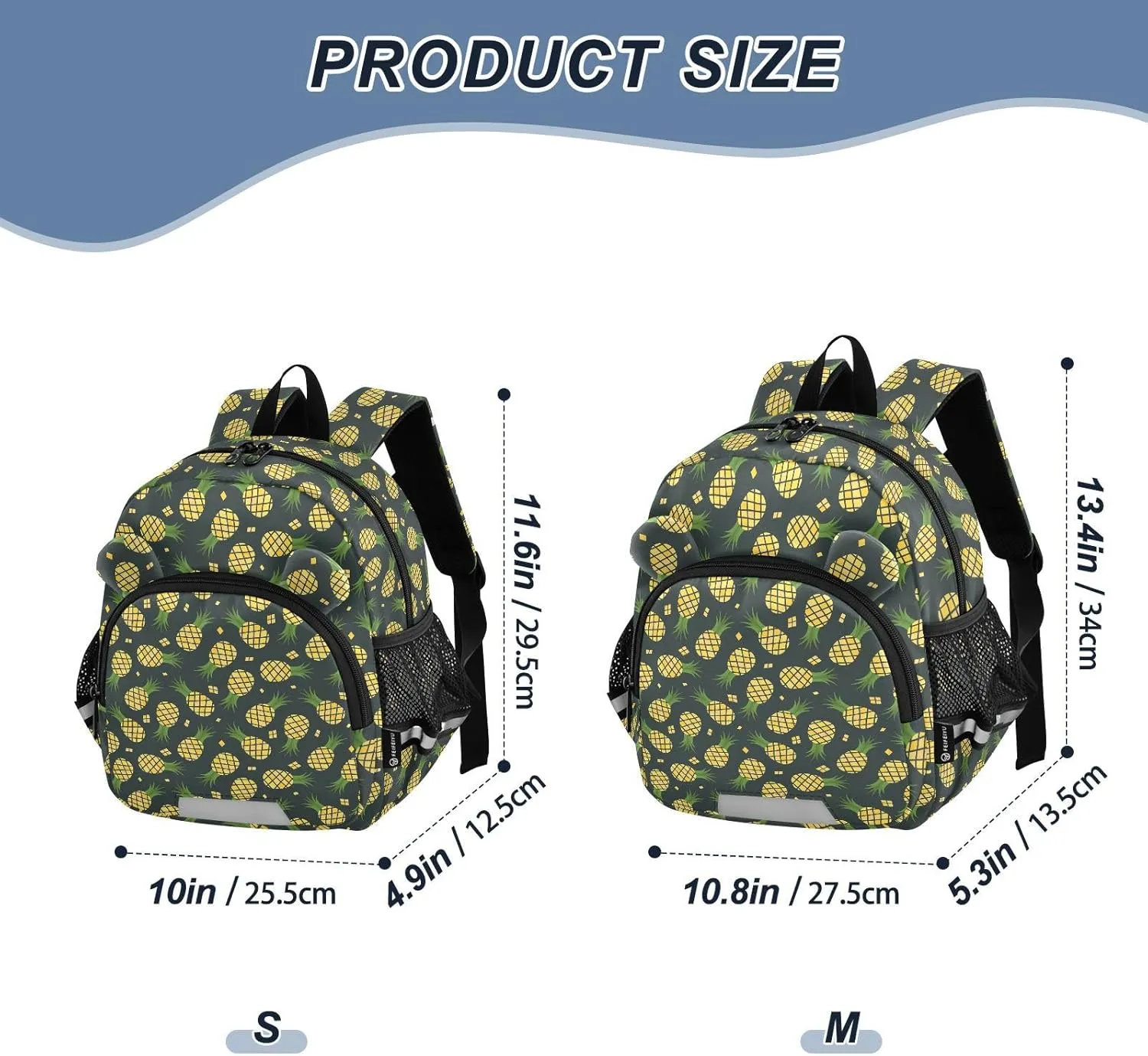 Pineapples Colorful Preschool Backpack Summer Daycare Bookbag School Backpack with Traction Rope for Kids 3-6
