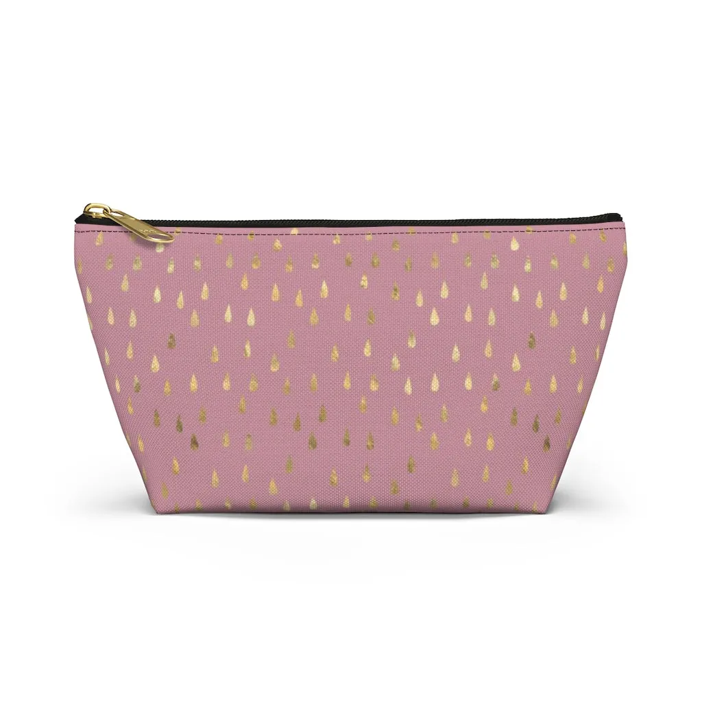 Pink Raindrops Accessory Pouch w T-bottom