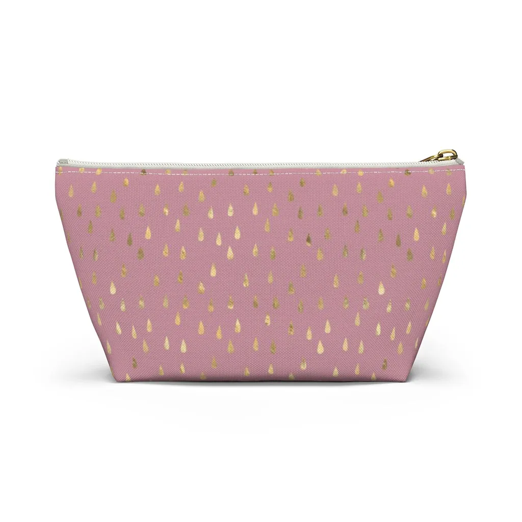 Pink Raindrops Accessory Pouch w T-bottom