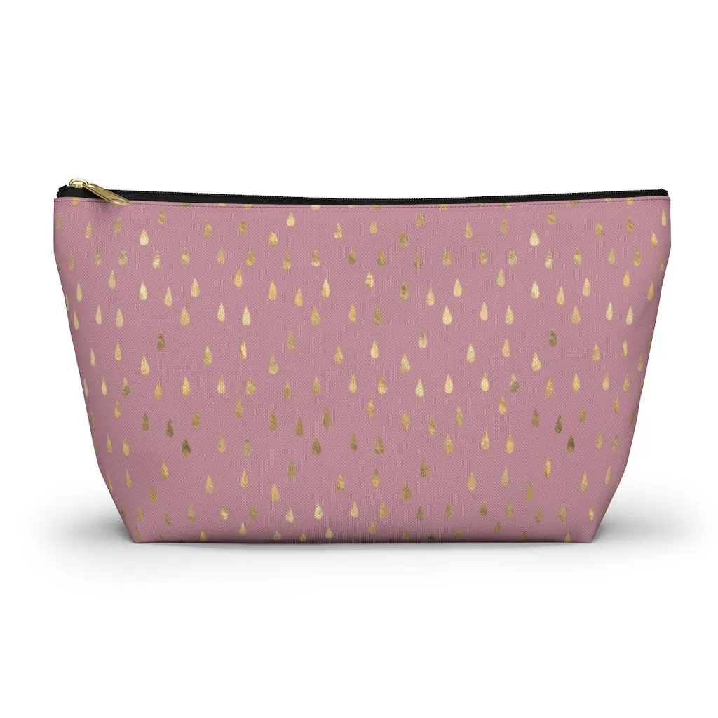 Pink Raindrops Accessory Pouch w T-bottom
