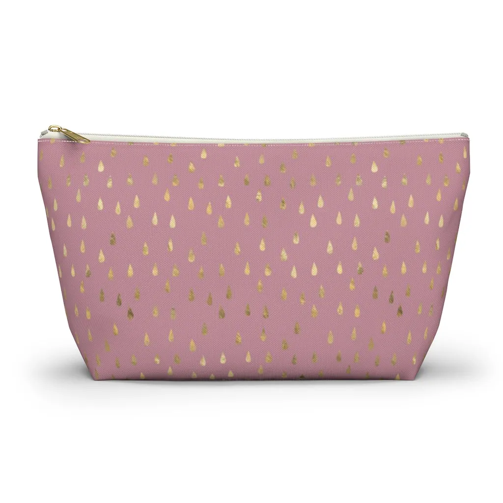 Pink Raindrops Accessory Pouch w T-bottom