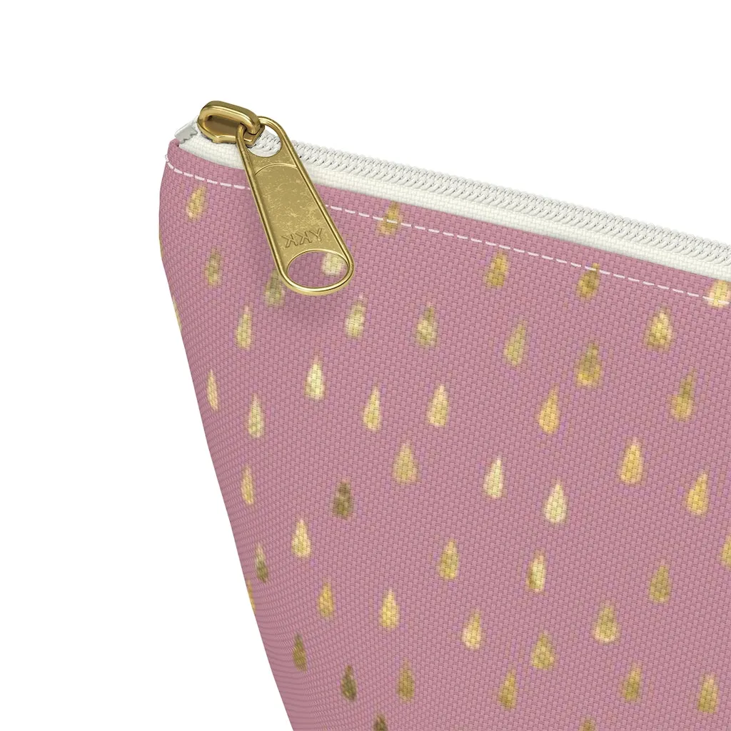 Pink Raindrops Accessory Pouch w T-bottom