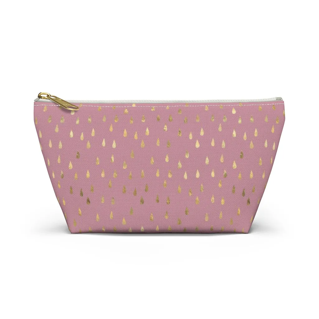 Pink Raindrops Accessory Pouch w T-bottom