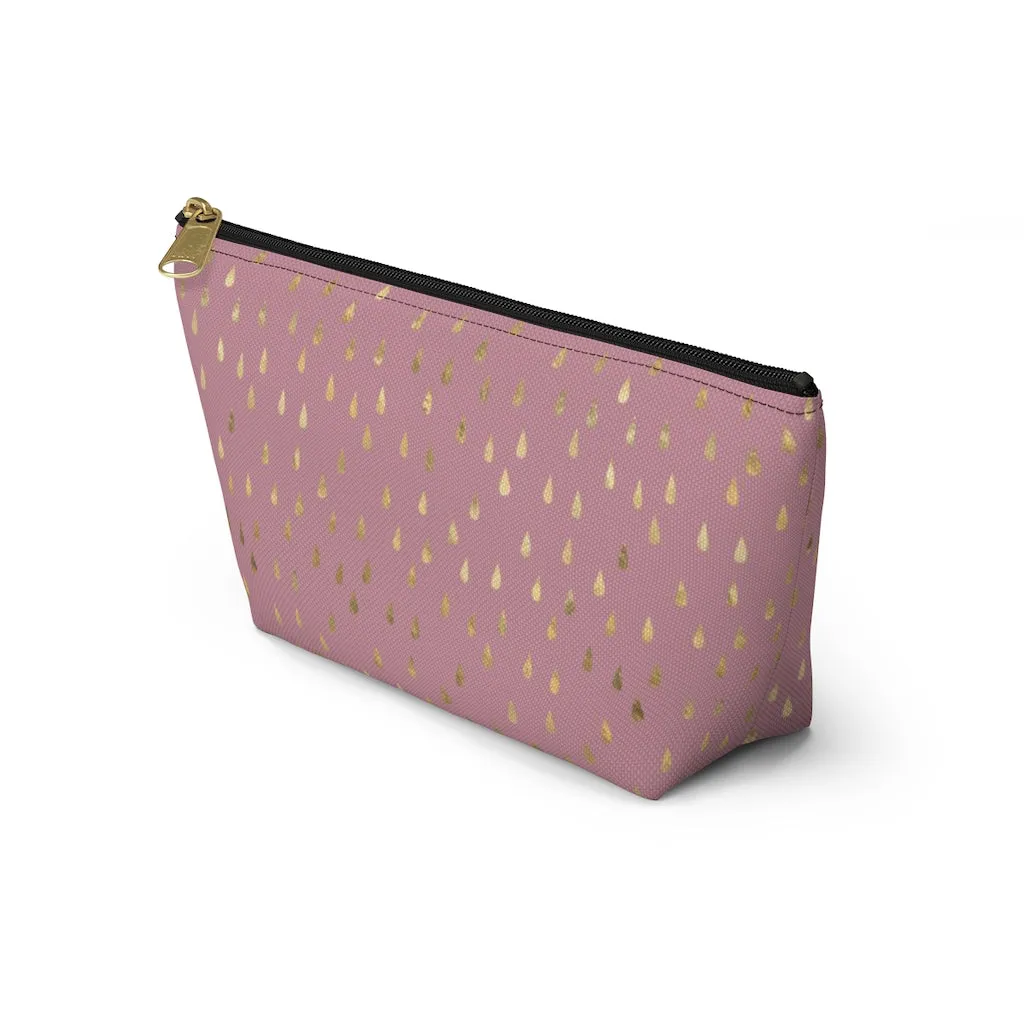 Pink Raindrops Accessory Pouch w T-bottom