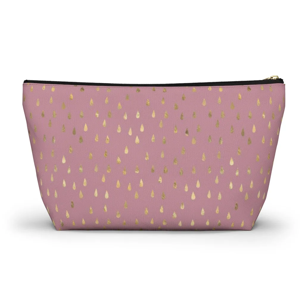 Pink Raindrops Accessory Pouch w T-bottom