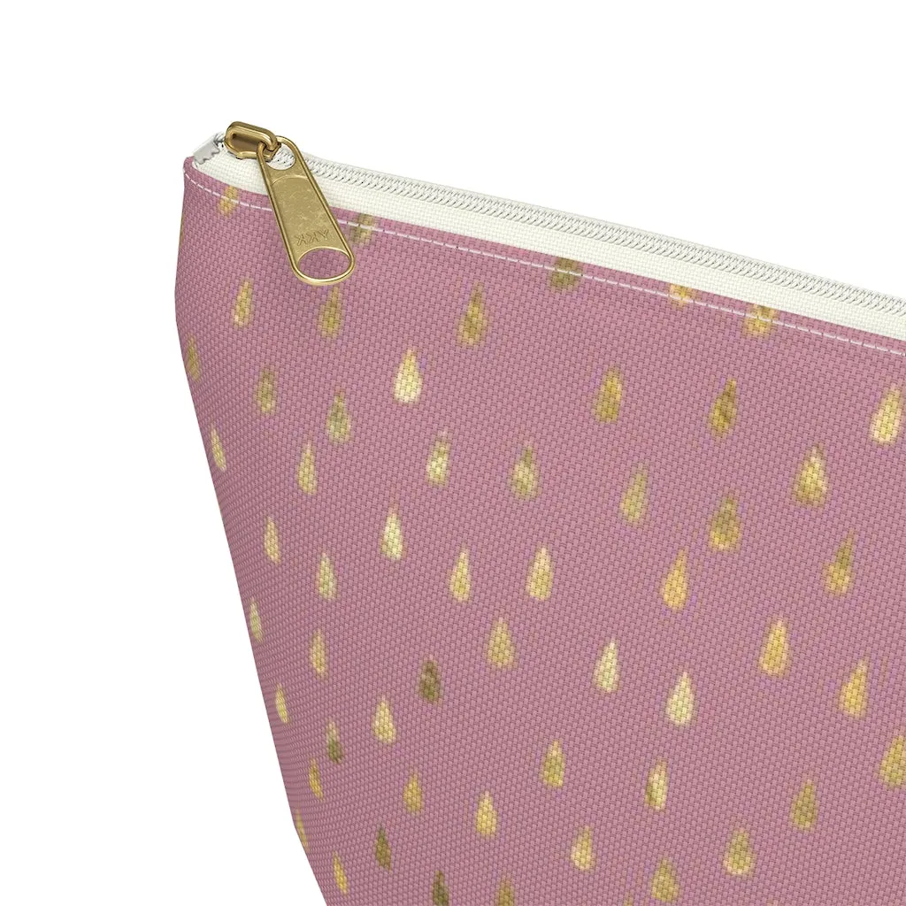 Pink Raindrops Accessory Pouch w T-bottom