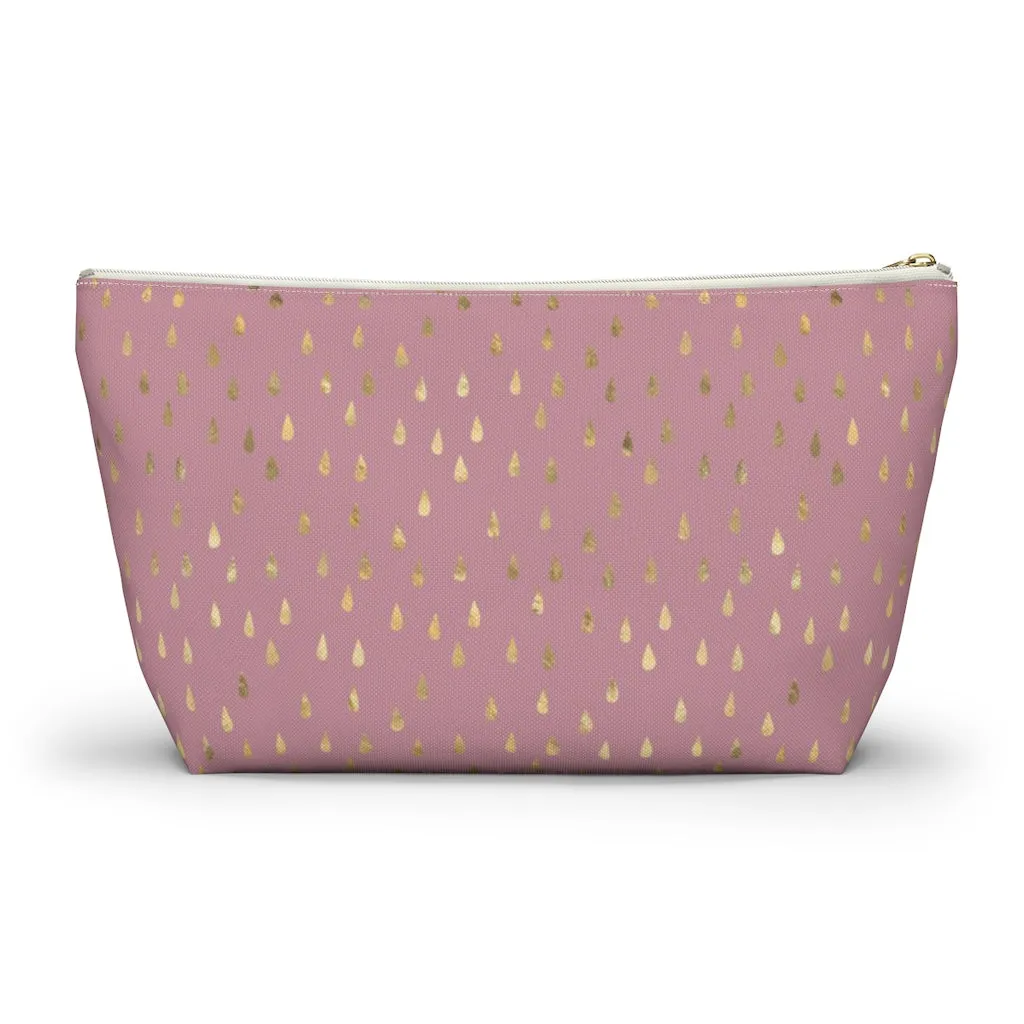 Pink Raindrops Accessory Pouch w T-bottom