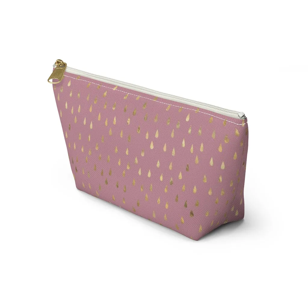 Pink Raindrops Accessory Pouch w T-bottom