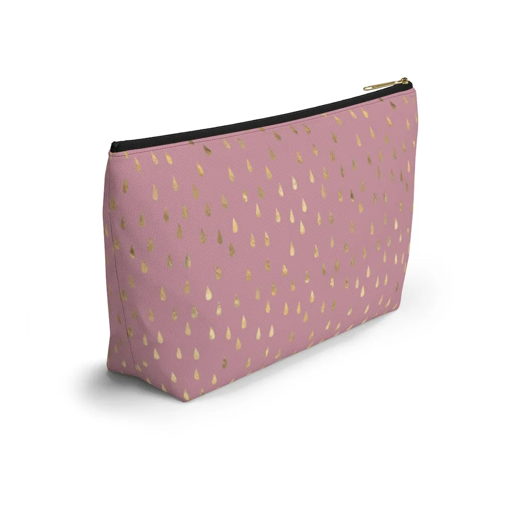 Pink Raindrops Accessory Pouch w T-bottom