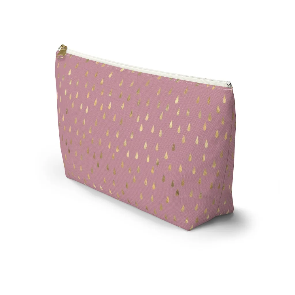 Pink Raindrops Accessory Pouch w T-bottom