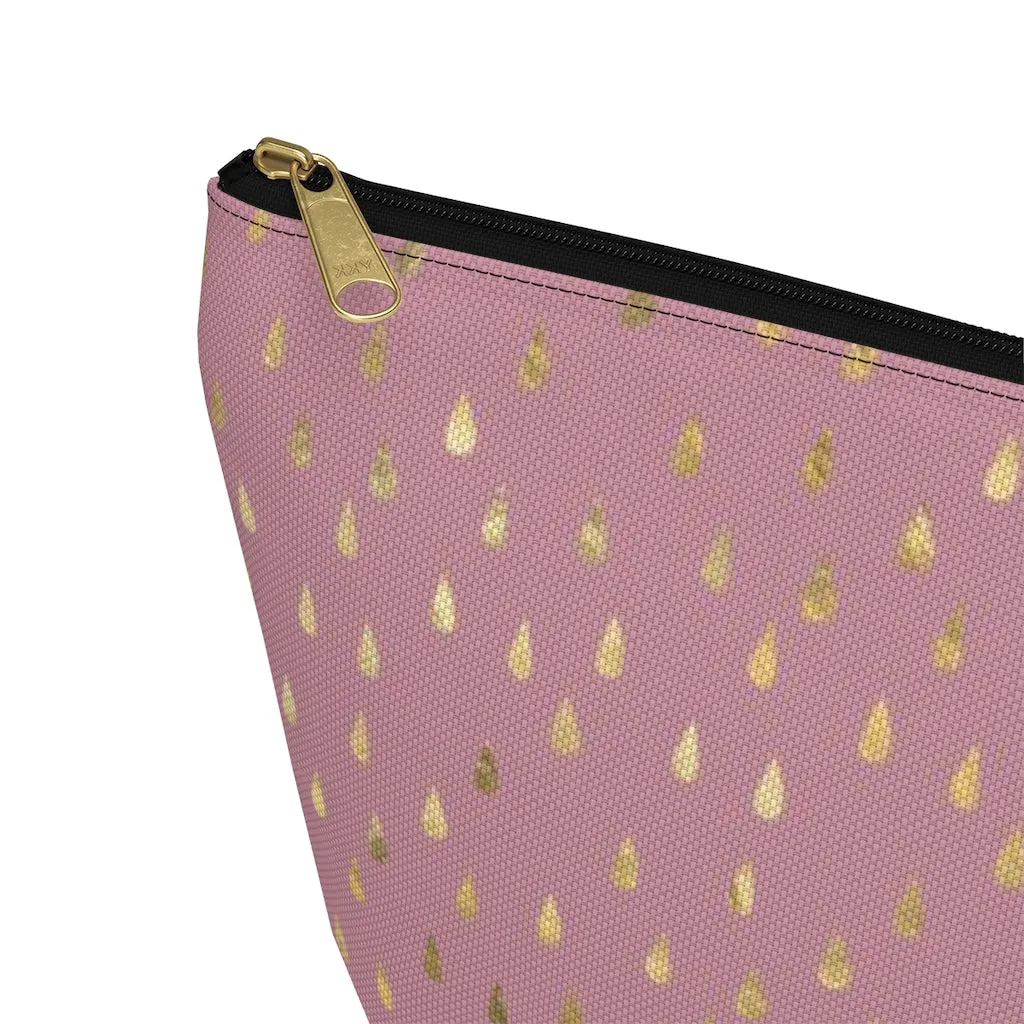 Pink Raindrops Accessory Pouch w T-bottom