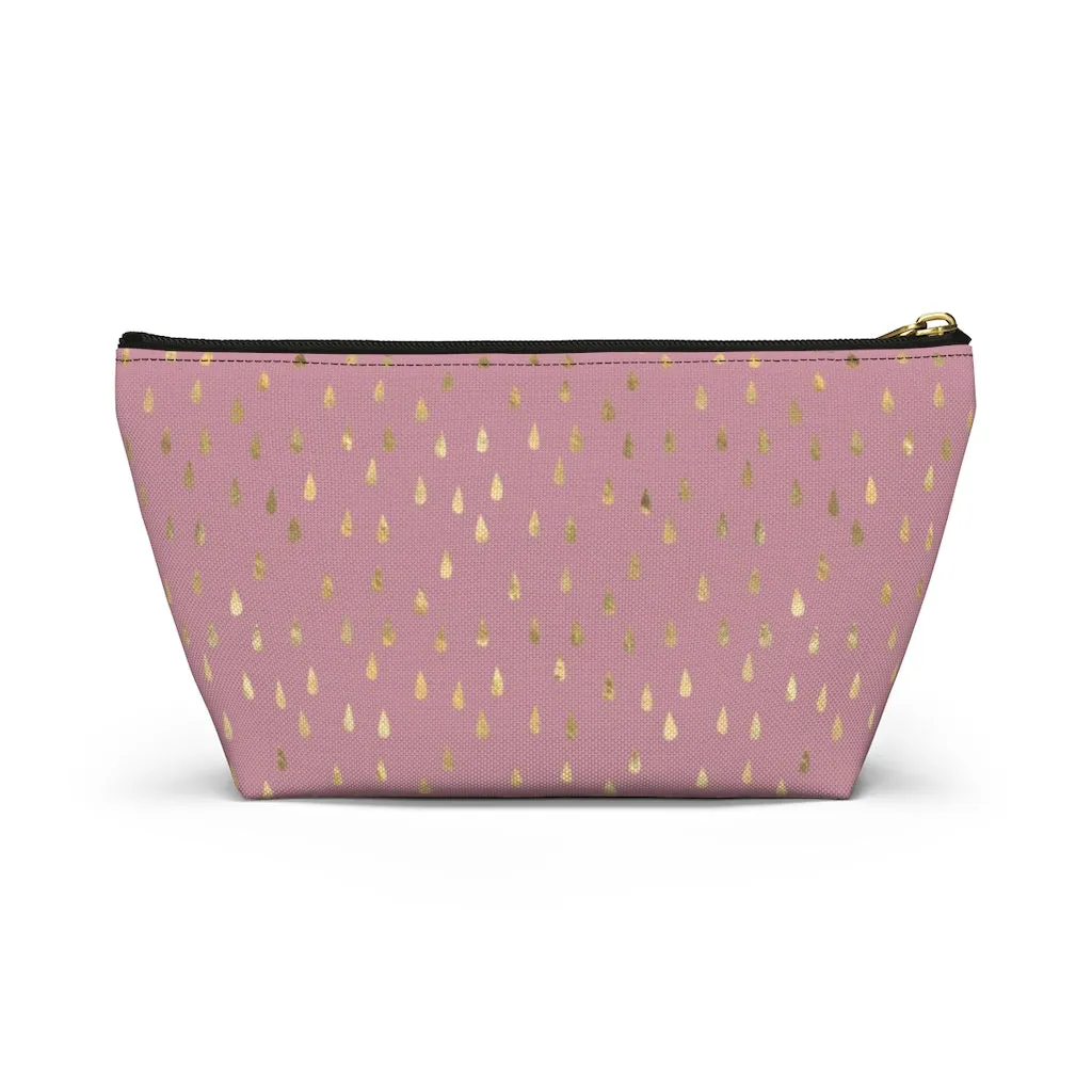 Pink Raindrops Accessory Pouch w T-bottom