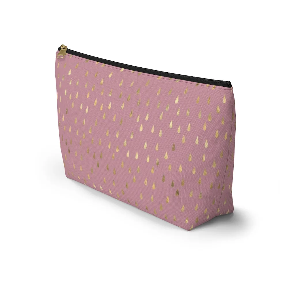 Pink Raindrops Accessory Pouch w T-bottom