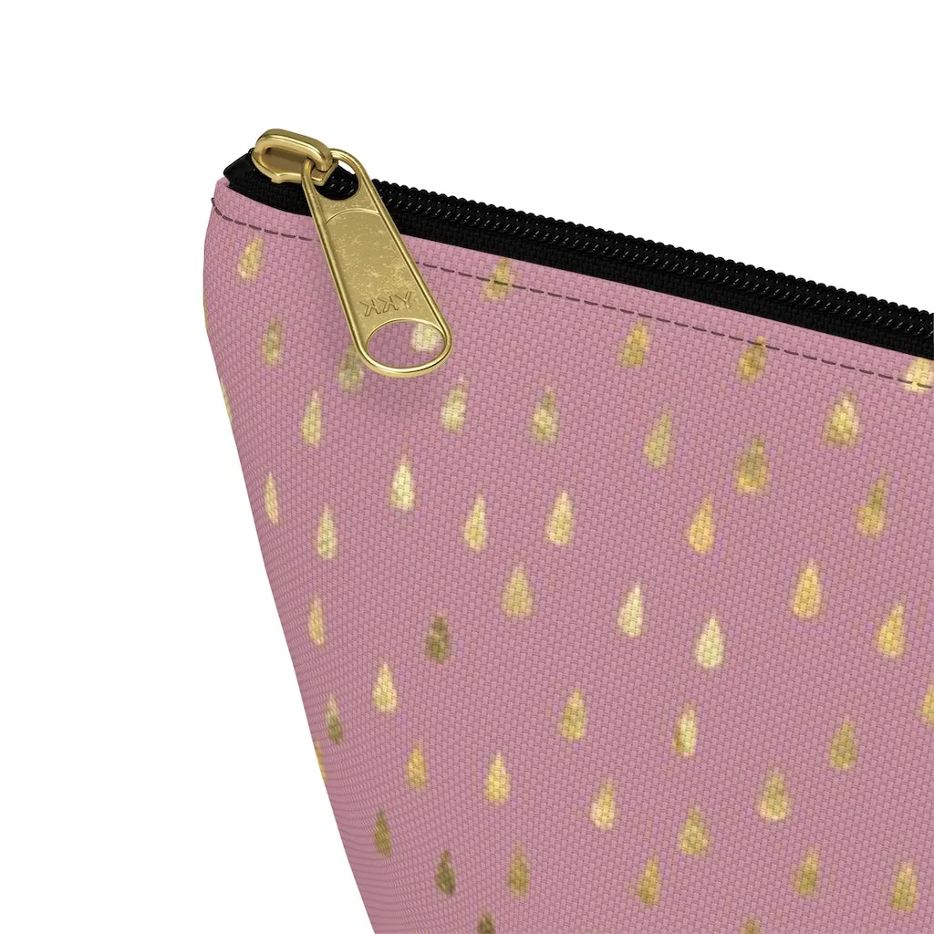 Pink Raindrops Accessory Pouch w T-bottom