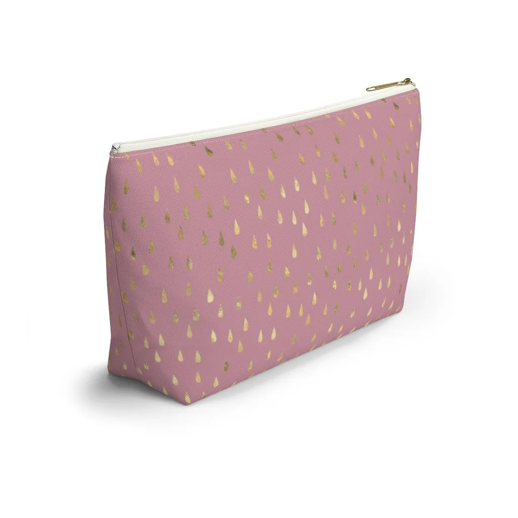 Pink Raindrops Accessory Pouch w T-bottom