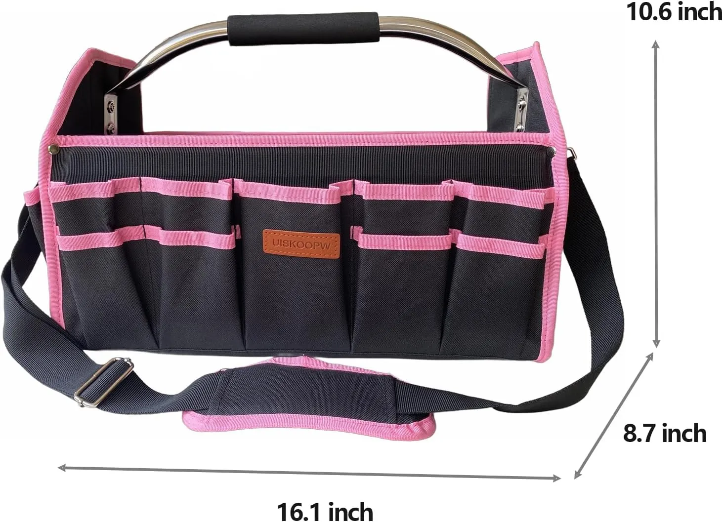 Pink Tool Bag for Women, Pink Tool Box for Women, Ladies Tool Tote Bag with Handle, Bolso De Herramientas, Womens Tool Bag with 21 External Pockets, Tool Bags for Women Ladder Tool Caddy