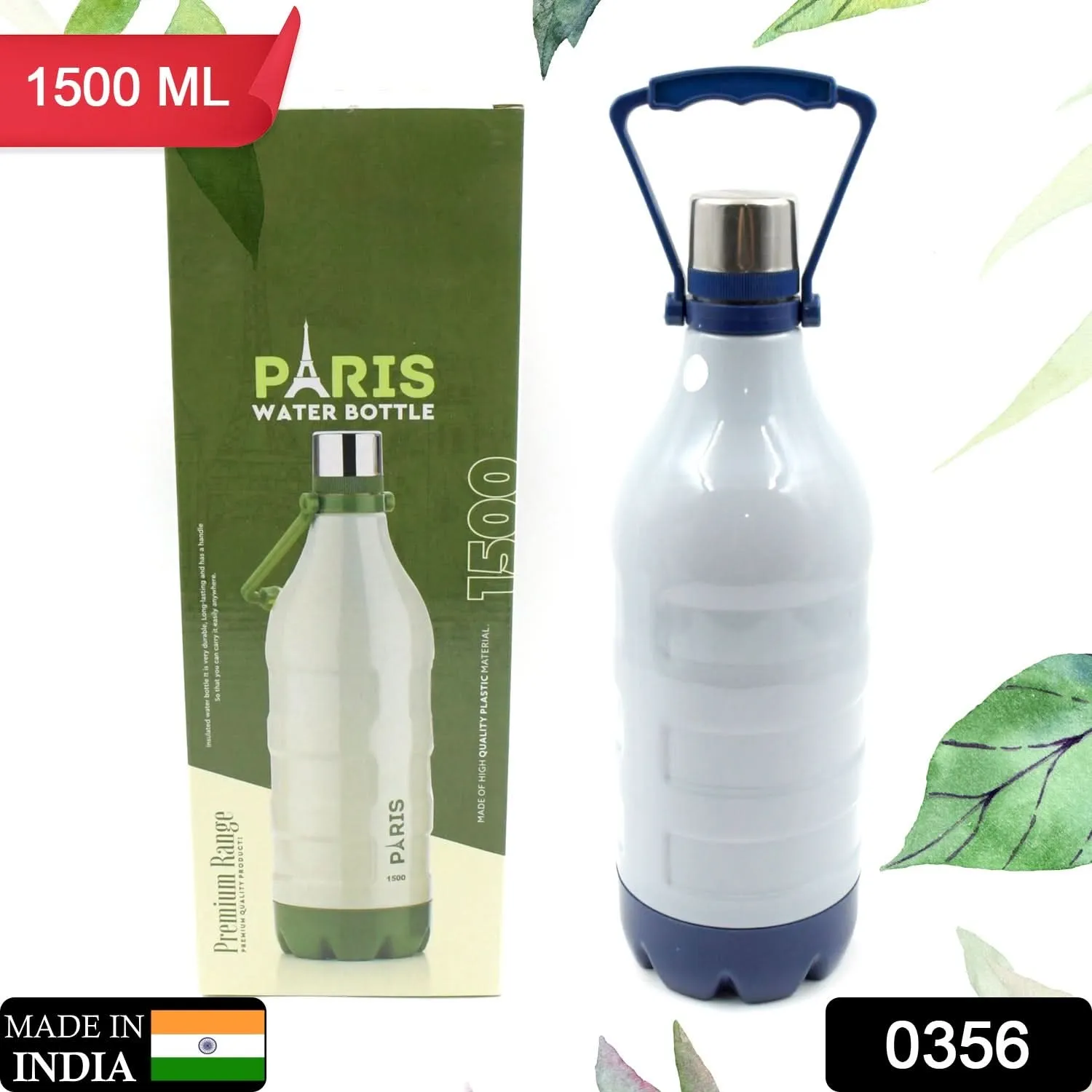Plastic Sports Insulated Water Bottle with Handle – BPA-Free, Leak-Proof (1500ml & 2200ml)