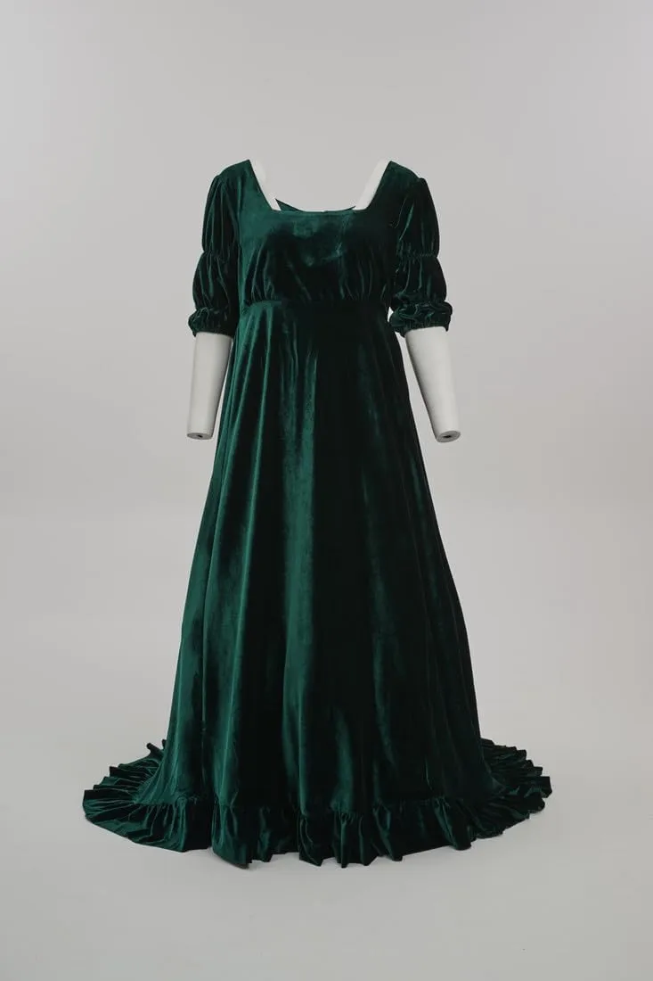 Plus Size 1870's Victorian Polonaise Dress Civil War Gown Empire Waist Regency Era Dress
