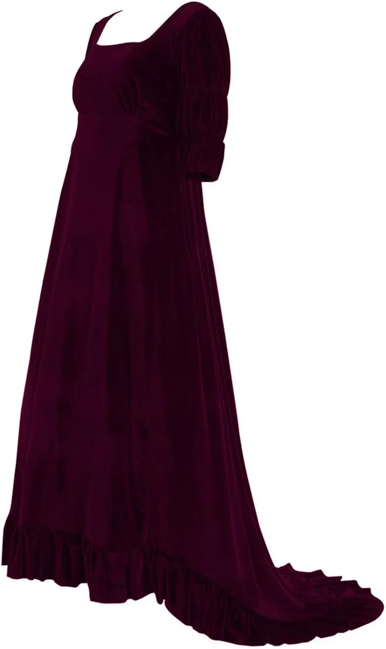 Plus Size 1870's Victorian Polonaise Dress Civil War Gown Empire Waist Regency Era Dress