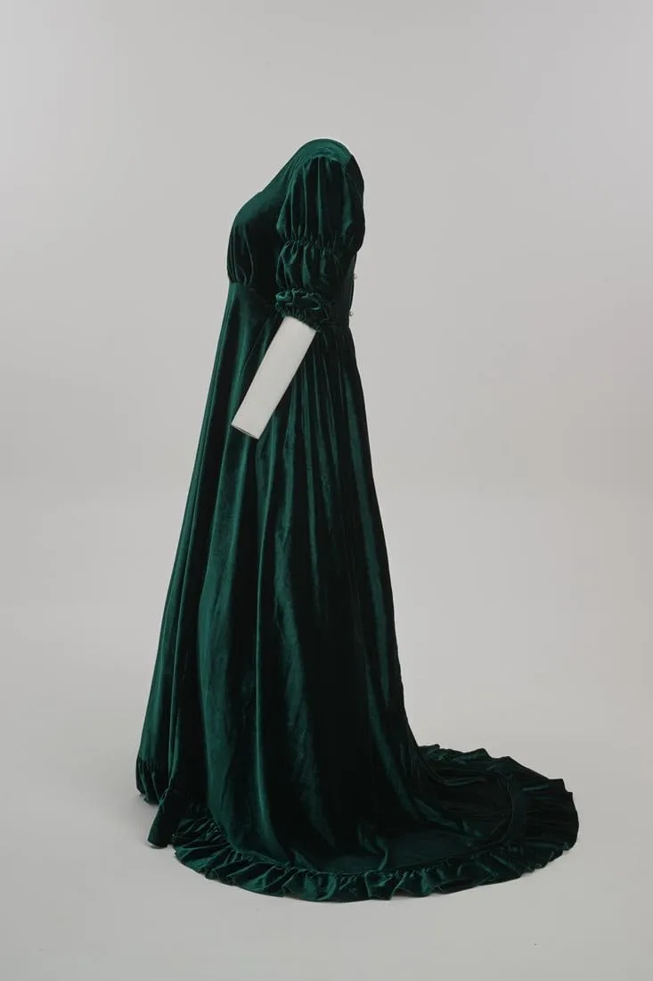 Plus Size 1870's Victorian Polonaise Dress Civil War Gown Empire Waist Regency Era Dress