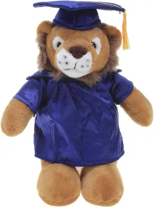 Plushland Lion Plush Stuffed Animal Toys Present Gifts for Graduation Day, Personalized Text, Name or Your School Logo on Gown, Best for Any Grad School Kids 12 Inches(Royal Cap and Gown)